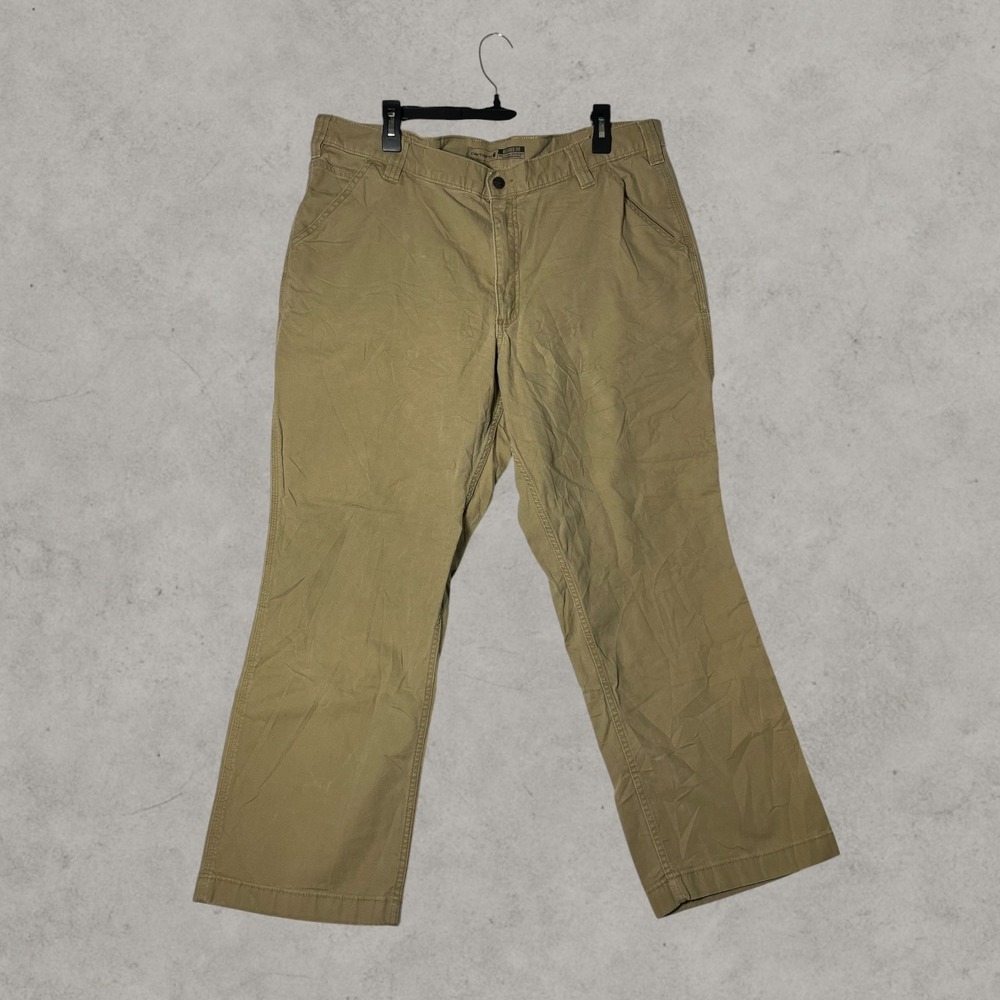 Carhartt Relaxed Fit Tapered Leg Canvas Work Pants Khaki Tan 40x30 Mens